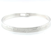 Bangle - Sterling Silver - 1/4" - Ravens - Extra Long