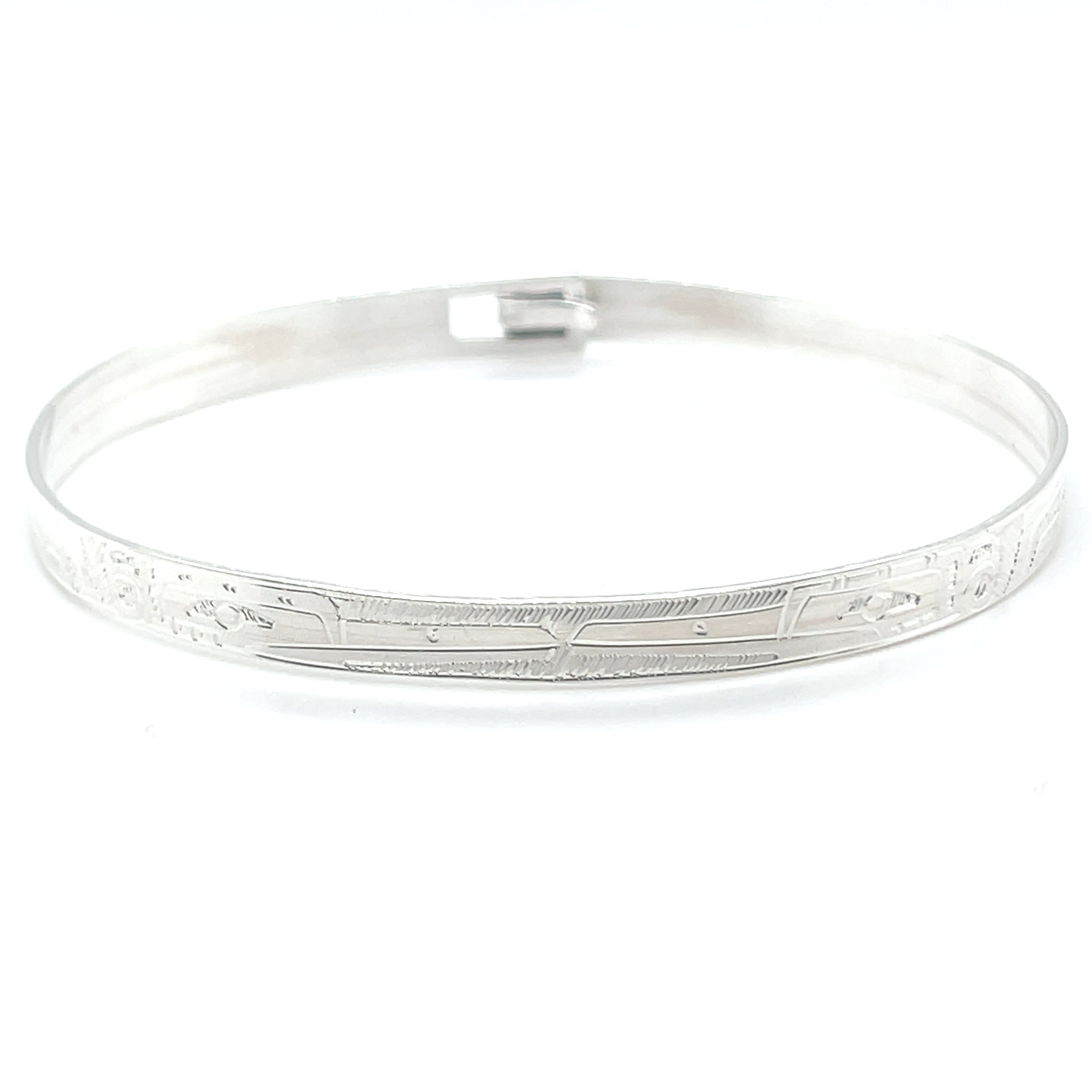 Bangle - Sterling Silver - 1/4&quot; - Hummingbirds - Extra Long