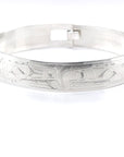Bangle - Sterling Silver - 1/2" - Raven & Eagle - Extra Long