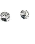 Earrings - Sterling Silver - Studs - Round - Hummingbird