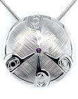 Pendant - Sterling Silver - Hummingbird Peace Sign - Amethyst
