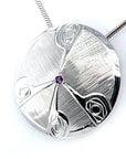 Pendant - Sterling Silver - Hummingbird Peace Sign - Amethyst