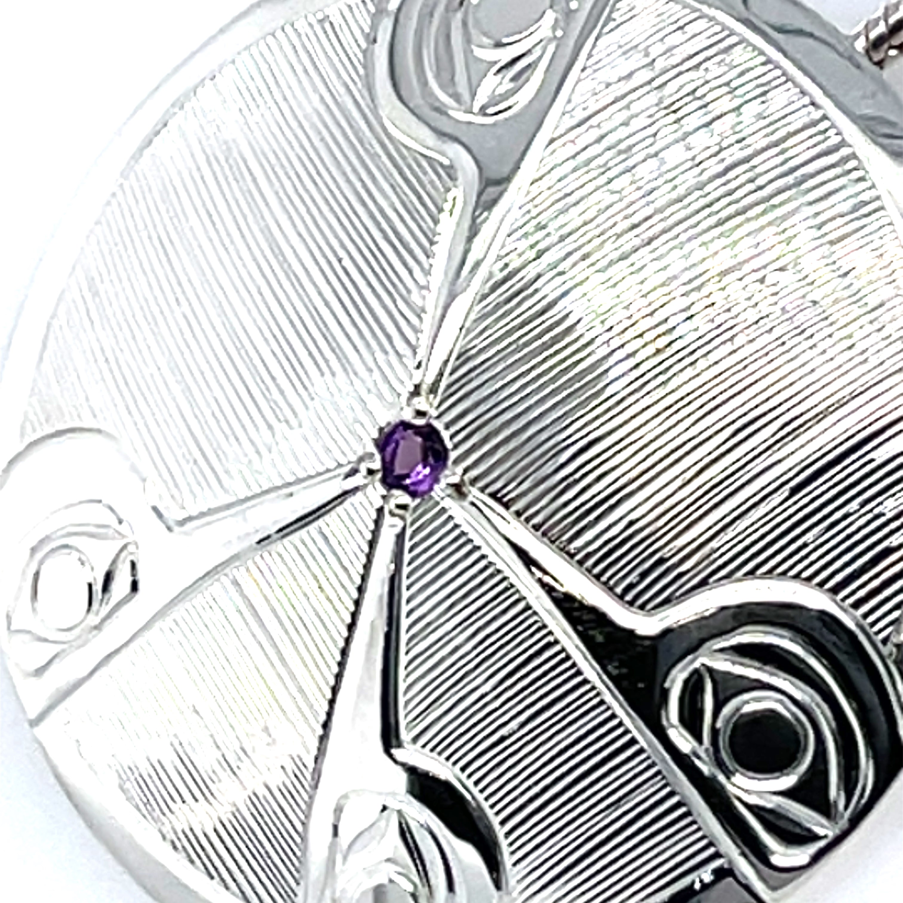 Pendant - Sterling Silver - Hummingbird Peace Sign - Amethyst