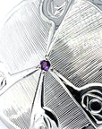 Pendant - Sterling Silver - Hummingbird Peace Sign - Amethyst