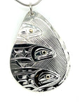 Pendant - Gold & Silver - Teardrop - Triple Salmon