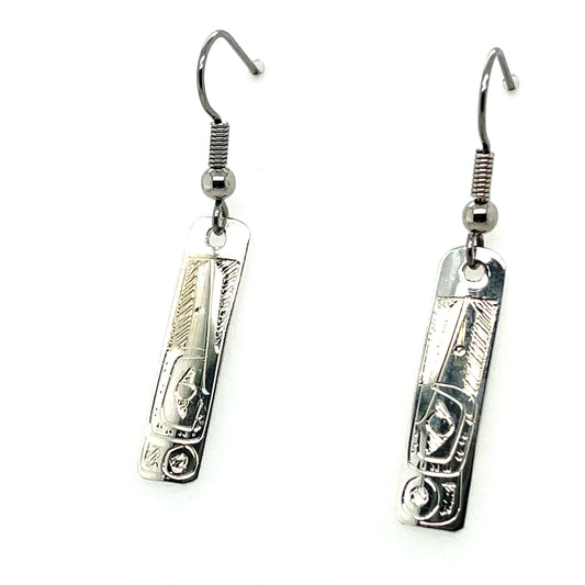 Earrings - Sterling Silver - Rectangle - Mini - Hummingbird