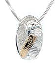 Pendant - Gold & Silver - Oval - Mini - Salmon