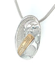 Pendant - Gold & Silver - Oval - Mini - Salmon
