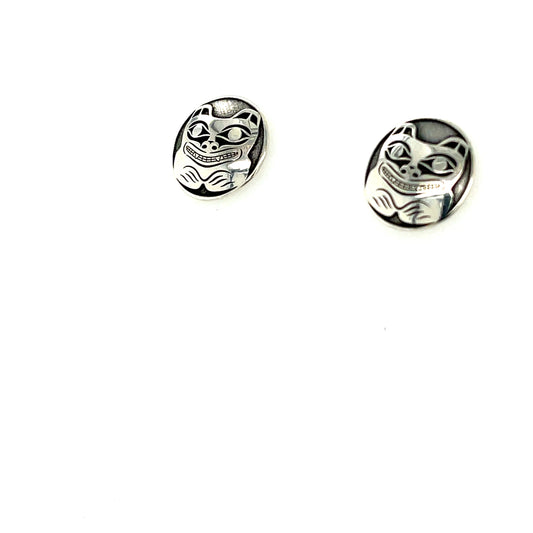Earrings - Sterling Silver - Studs - Round - Bear