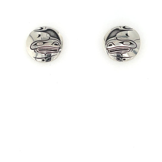 Earrings - Sterling Silver - Studs - Round - Orca