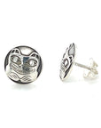 Earrings - Sterling Silver - Studs - Round - Bear