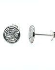Earrings - Sterling Silver - Cast - Studs - Tiny - Round - Eagle