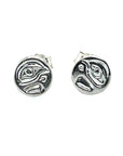 Earrings - Sterling Silver - Cast - Studs - Tiny - Round - Eagle