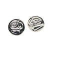 Earrings - Sterling Silver - Cast - Studs - Tiny - Round - Raven