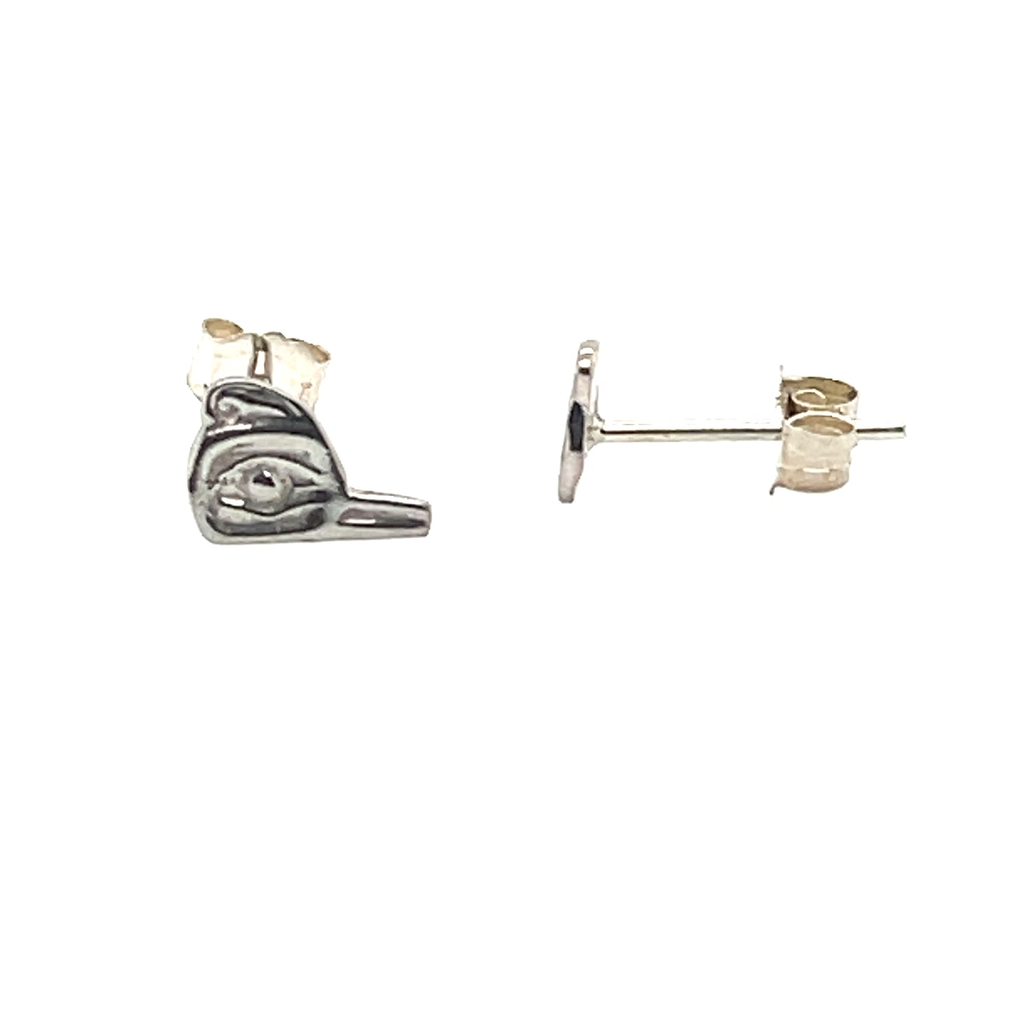 Earrings - Sterling Silver - Cast - Studs - Tiny - Cutout - Hummingbird