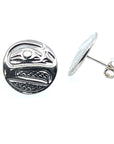 Earrings - Sterling Silver - Cast - Studs - Small - Round - Raven