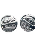Earrings - Sterling Silver - Cast - Studs - Small - Round - Raven