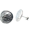Earrings - Sterling Silver - Cast - Studs - Small - Round - Orca