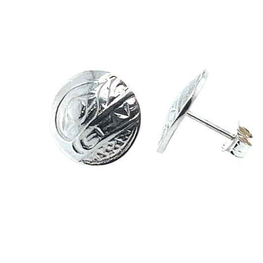 Earrings - Sterling Silver - Cast - Studs - Small - Round - Bear