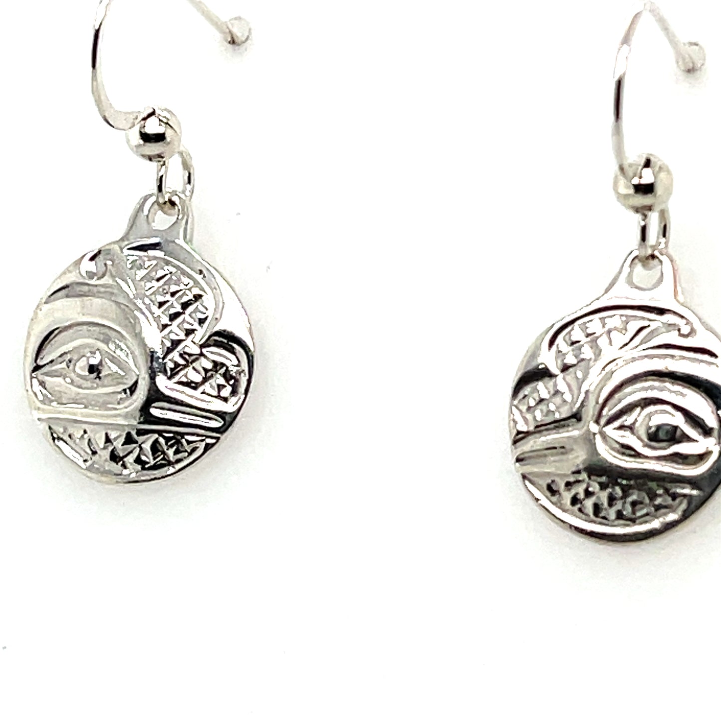 Earrings - Sterling Silver - Cast - Drop - Small - Round - Hummingbird