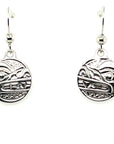 Earrings - Sterling Silver - Cast - Drop - Small - Round - Wolf
