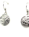 Earrings - Sterling Silver - Cast - Drop - Small - Round - Wolf