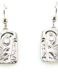 Earrings - Sterling Silver - Cast - Drop - Rectangle - Wolf