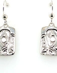Earrings - Sterling Silver - Cast - Drop - Rectangle - Bear
