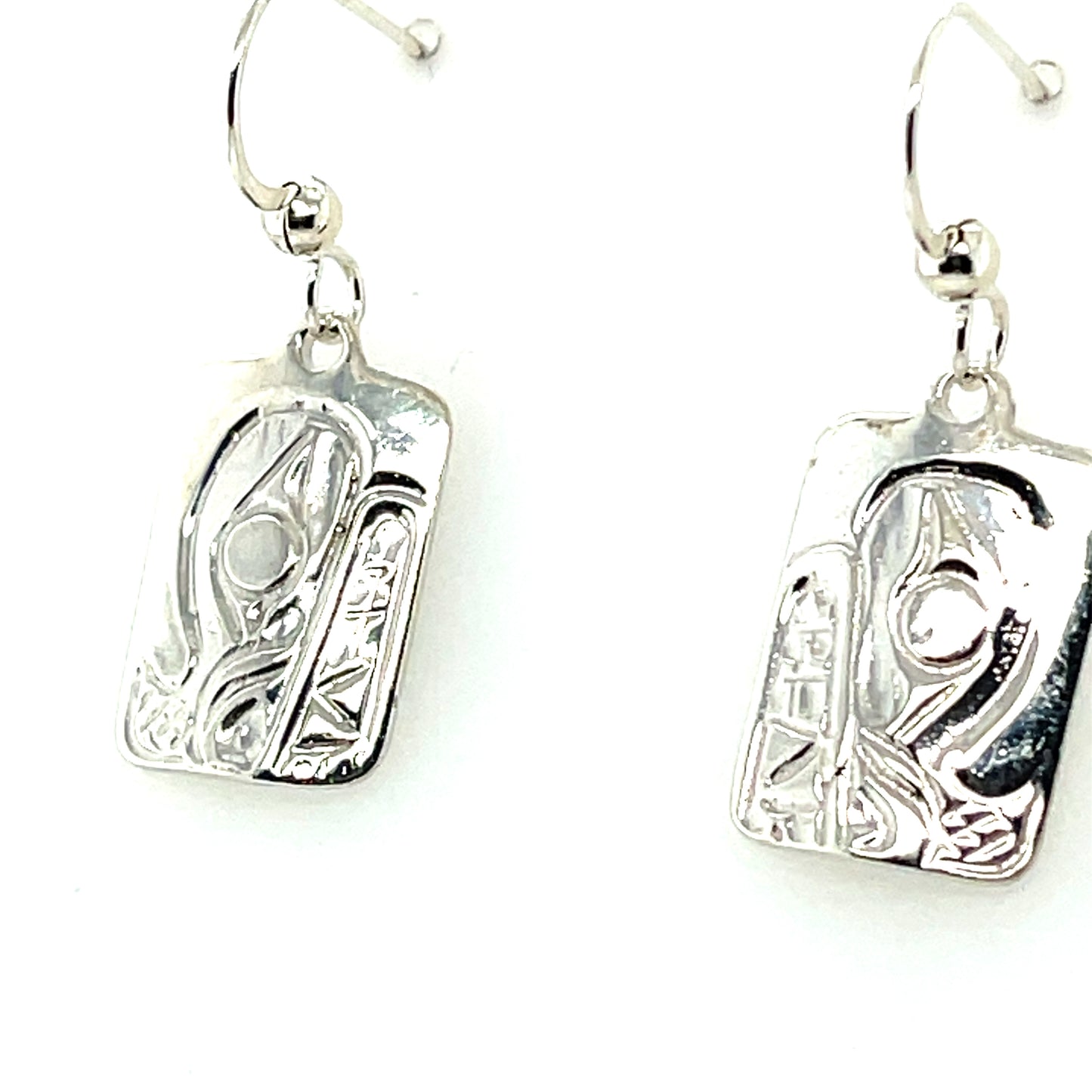 Earrings - Sterling Silver - Cast - Drop - Rectangle - Bear