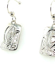 Earrings - Sterling Silver - Cast - Drop - Rectangle - Bear