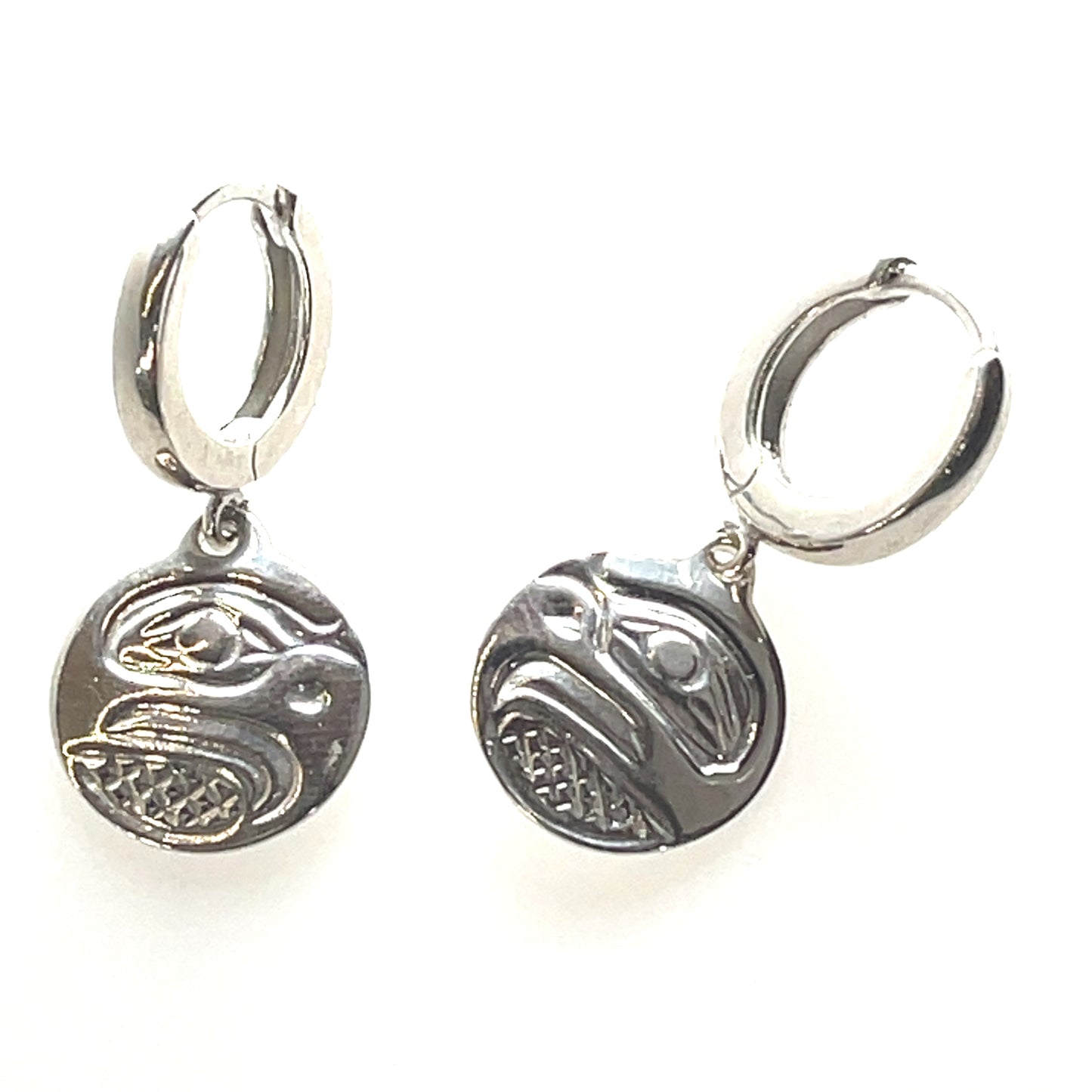 Earrings - Sterling Silver - Cast - Sleeper - Small - Round - Eagle