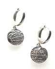 Earrings - Sterling Silver - Cast - Sleeper - Small - Round - Wolf