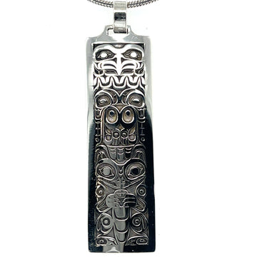 Pendant - Sterling Silver - Rectangle - Eagle & Wolf