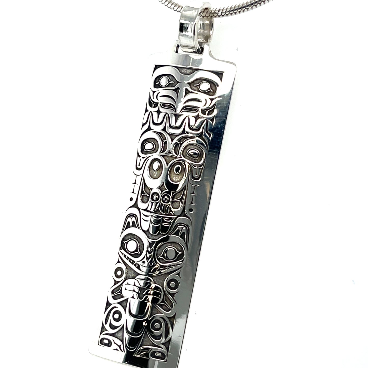 Pendant - Sterling Silver - Rectangle - Eagle & Wolf