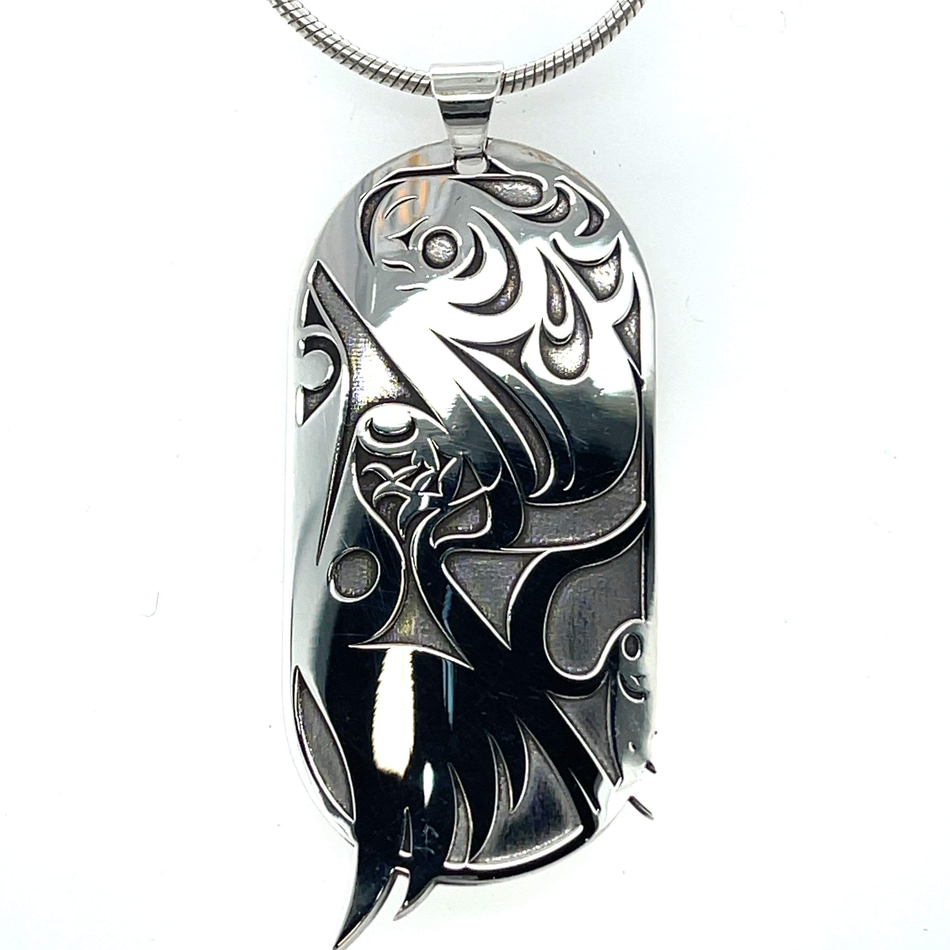 Pendant - Sterling Silver - Oval - Raven