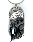 Pendant - Sterling Silver - Oval - Raven
