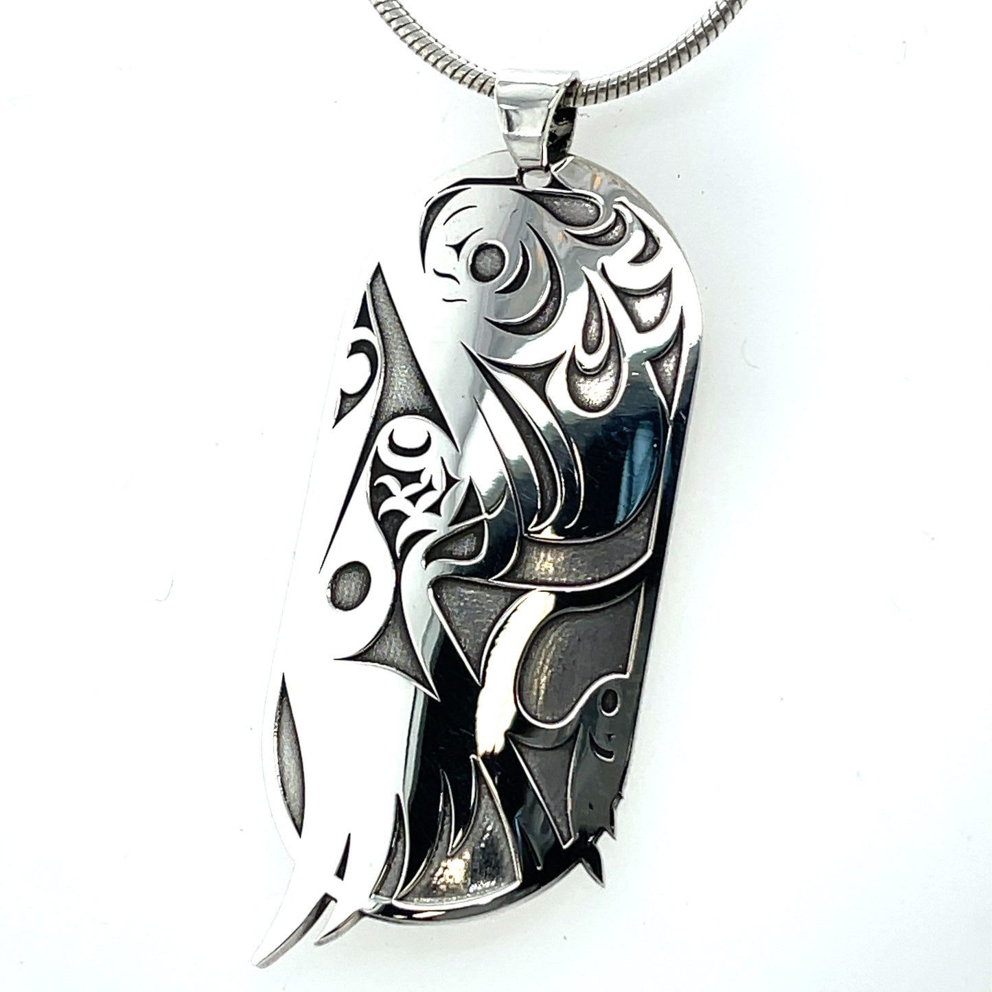 Pendant - Sterling Silver - Oval - Raven