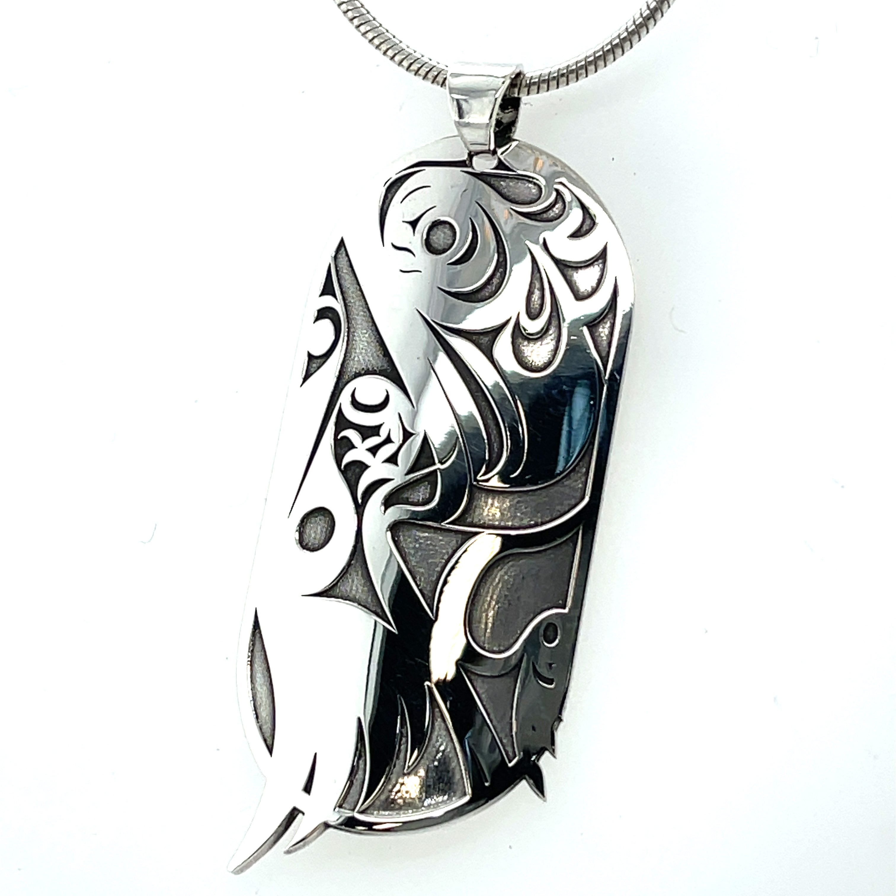 Pendant - Sterling Silver - Oval - Raven