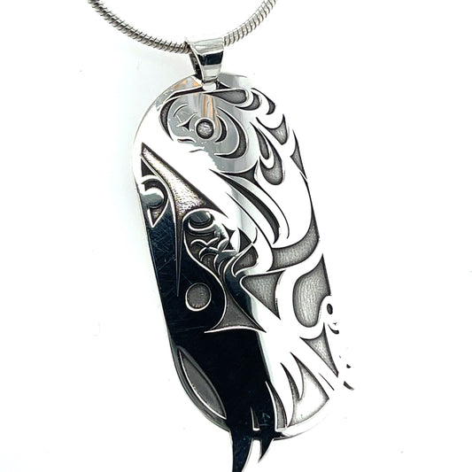 Pendant - Sterling Silver - Oval - Raven