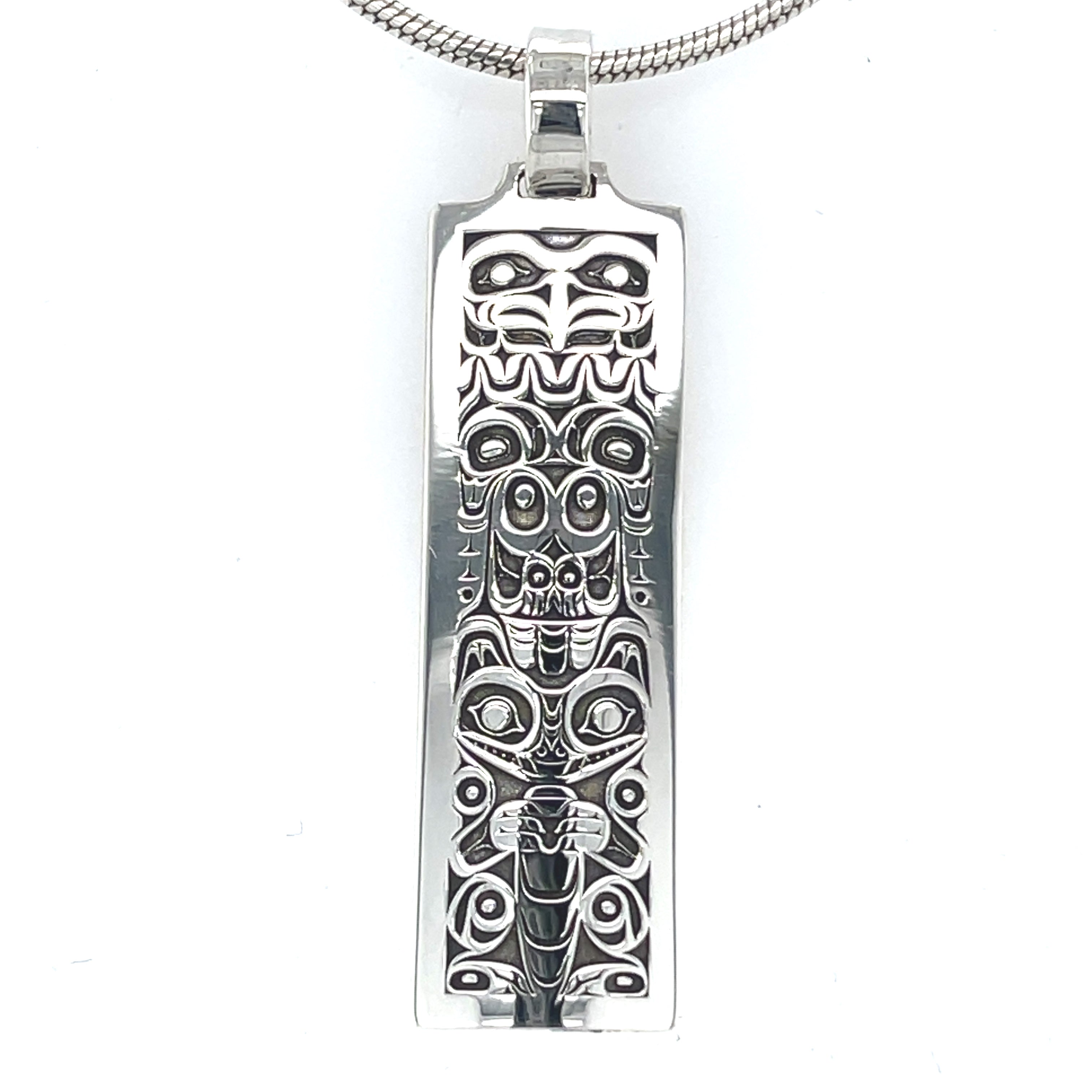 Pendant - Sterling Silver - Rectangle - Small - Eagle Wolf Totem