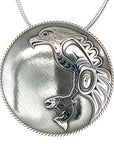Pendant - Sterling Silver - Round  - Eagle & Salmon