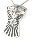 Pendant - Gold & Silver - Shield - Raven & Sun