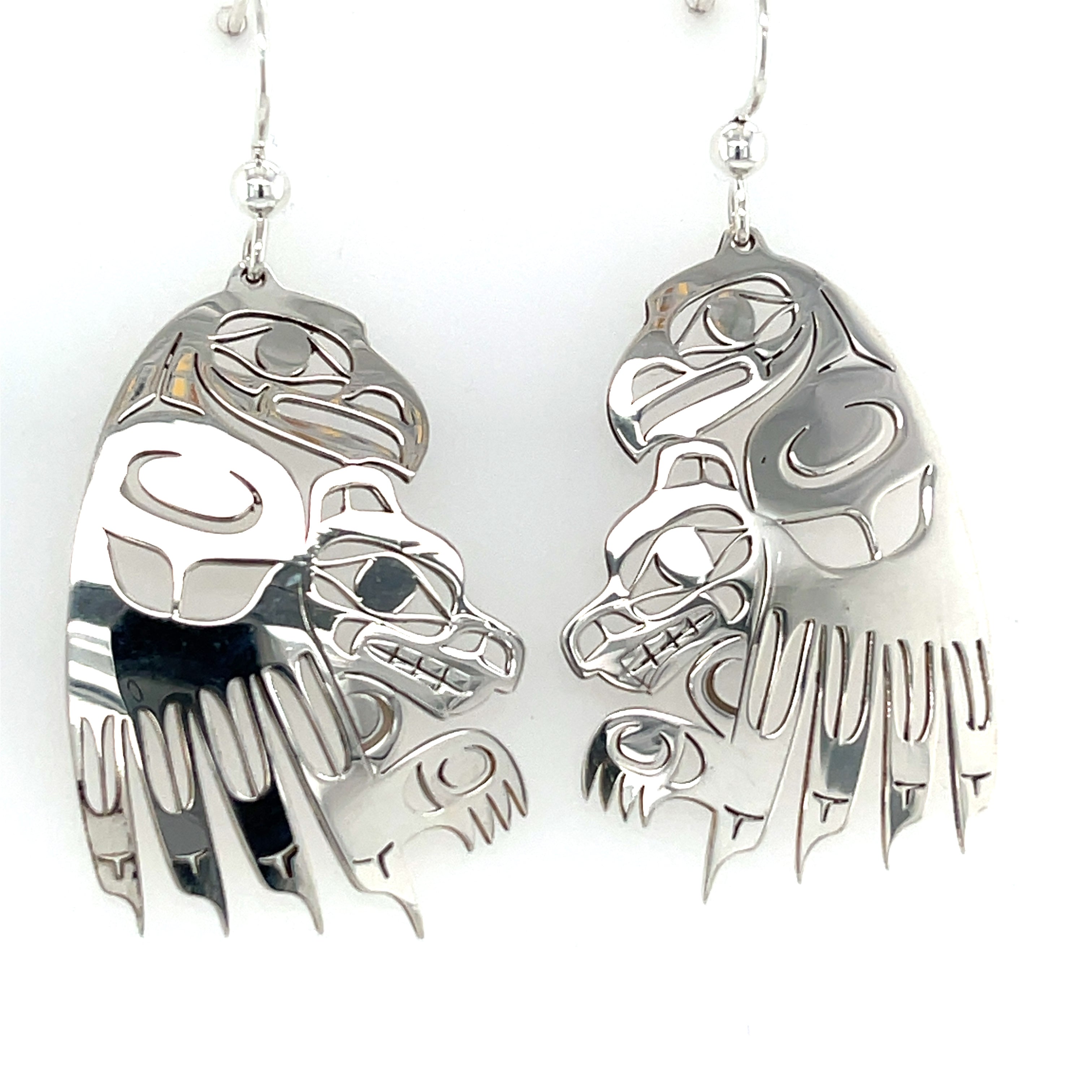 Earrings - Sterling Silver - Cutout - Eagle &amp; Wolf