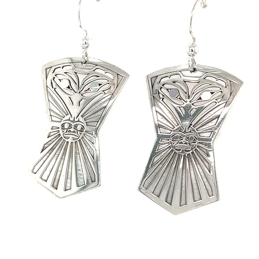 Earrings - Sterling Silver - Shield - Raven & Sun