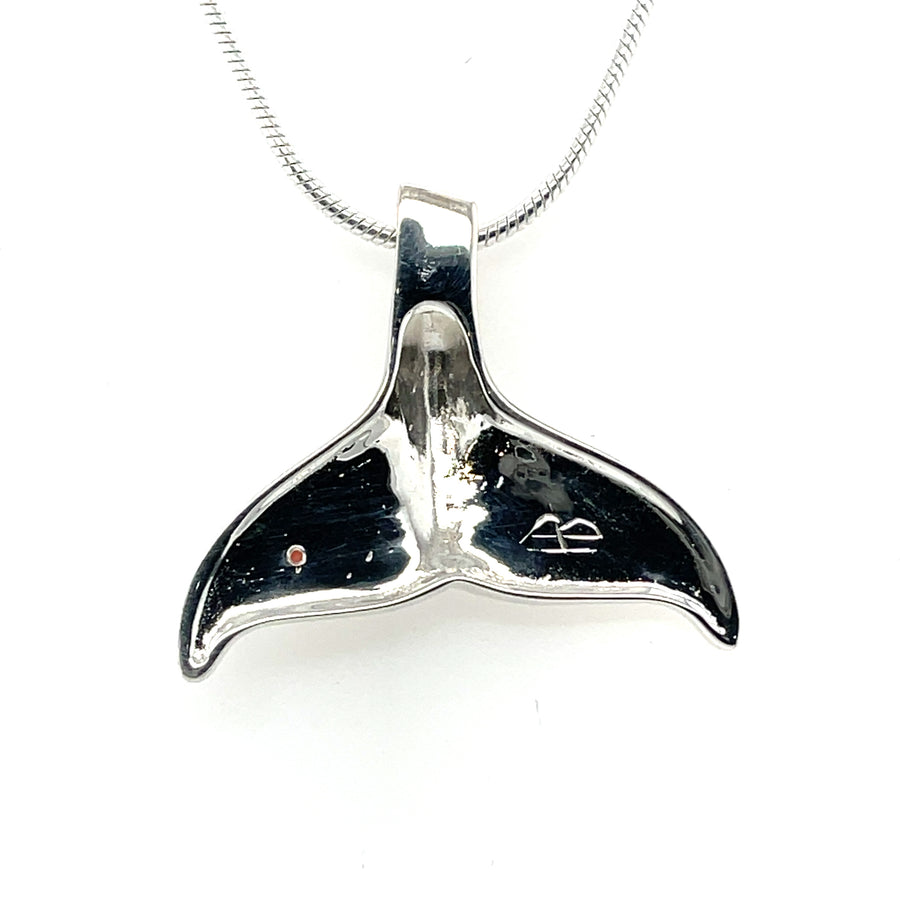 Pendant - Sterling Silver - Whale Tail - Garnet