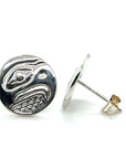 Earrings - Sterling Silver - Cast - Studs - Small - Round - Eagle