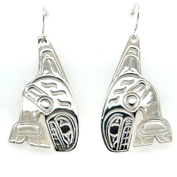 Earrings - Sterling Silver - Cutout - Orca - Cast