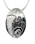 Pendant - Sterling Silver - Small - Oval - Salmon