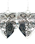 Earrings - Sterling Silver - Heart - Bear Raven - Large