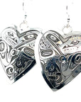 Earrings - Sterling Silver - Heart - Bear Raven - Large